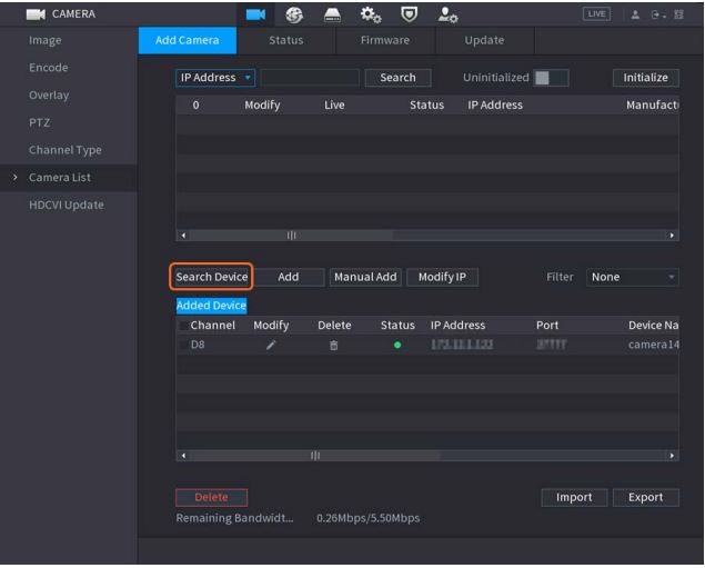جست‌وجوی خودکار دوربین IP برای افزودن به NVR