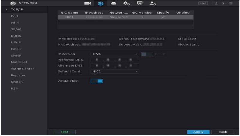تنظیم آدرس IP و شبکه در دستگاه NVR داهوا
